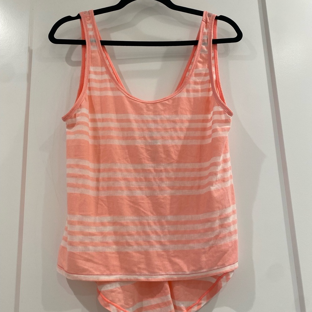 Lululemon Striped Coral and White Tank Top NWOT